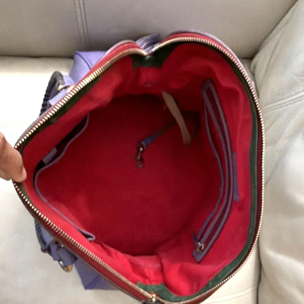Dooney & Bourke Florentine Purple Domed Buckle Satchel Leather Bag RARE